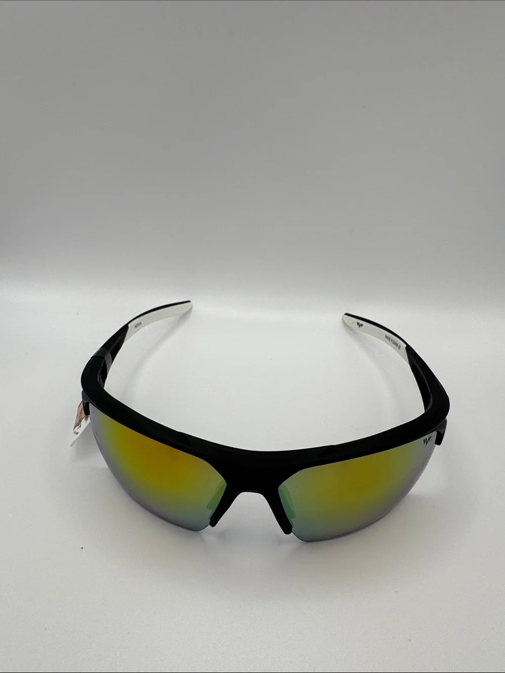 Sport Wrap Sunglasses with Yellow Mirrored Lenses